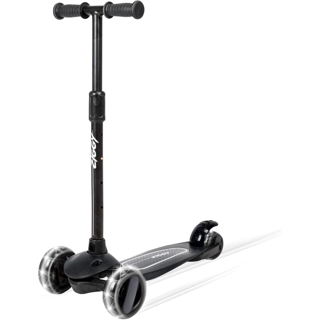 ZIGGY 3-Wheel Tilt Scooter for Kids Ages 2-10 | Red Kick Scooter with LED Light-Up Wheels, 4-Height Adjustable