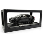 1:28 Scale Electric SUV Car Model Car with Open Up Rear Doors Special Display Base Light and Sound (Black)