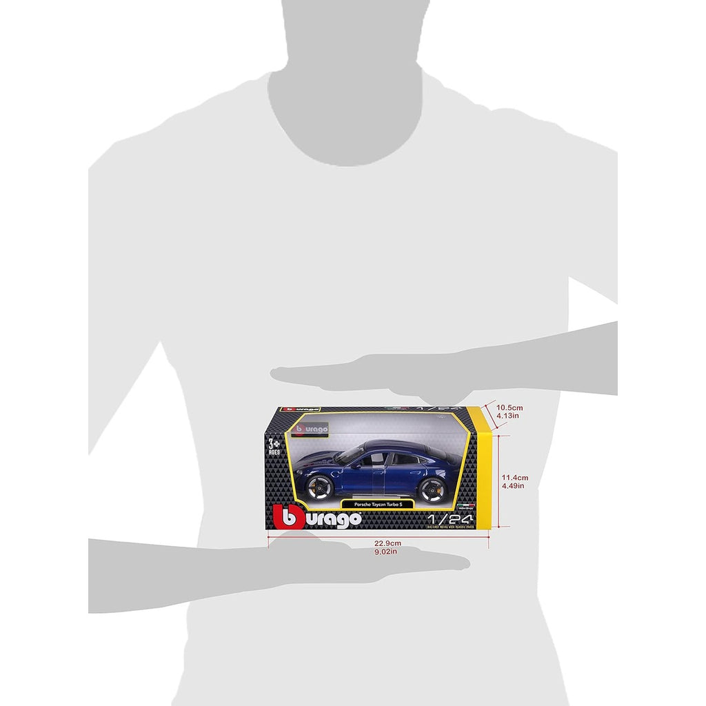 Bburago -18-21098B Porsche Taycan Turbo S in Blue in 1/24 Scale (18-21098B), Unisex, Children, Colour
