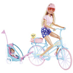 Steffi Love Bike Trailer, Toy Doll on Her Bike with Trailer for Baby