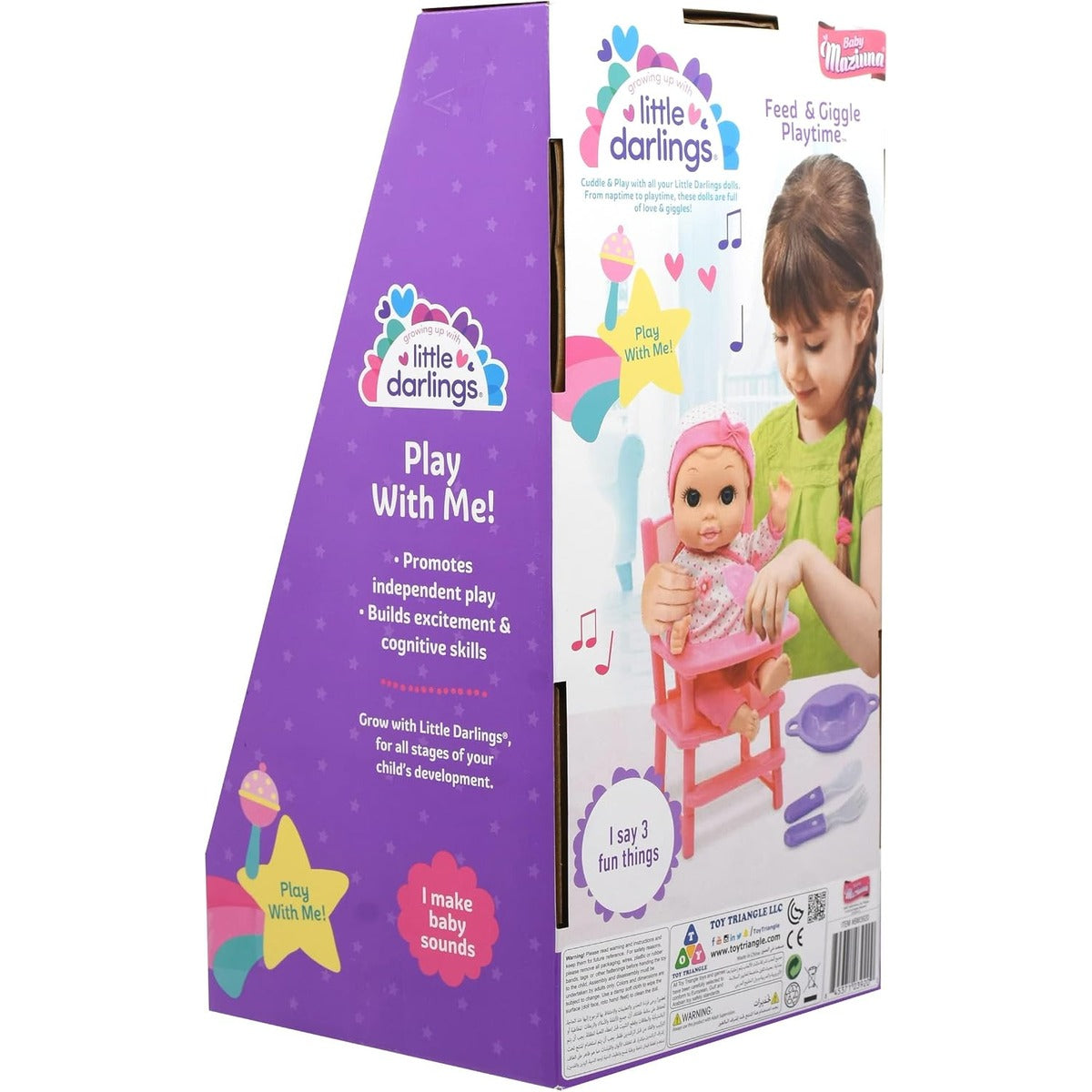 Baby Maziuna Feed & Giggle Playtime 12 Inches Doll Set, Sound Feature, Removable Outfit, Highchair, Utensils, Bottle, 8