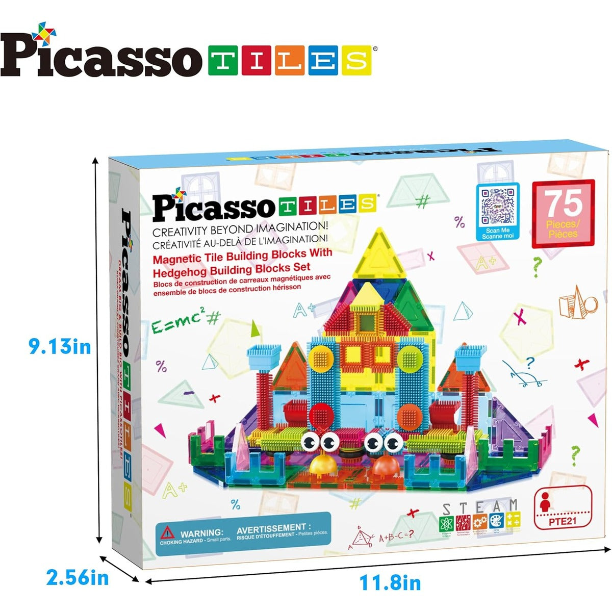 PicassoTiles Magnetic Tiles & Hedgehog 2-in1 Interlocking Brush