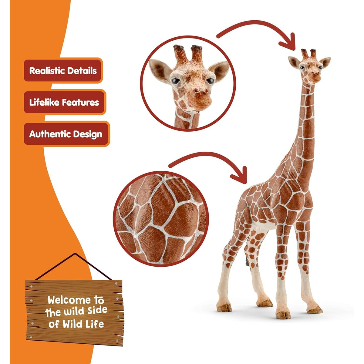 Schleich Wild Life Realistic Female Giraffe Animal Figurine - Authentic Detailed Wild Female Giraffe Toy for Boys and Girls Education Imagination and Play, Highly Durable Gift for Kids Ages 3+