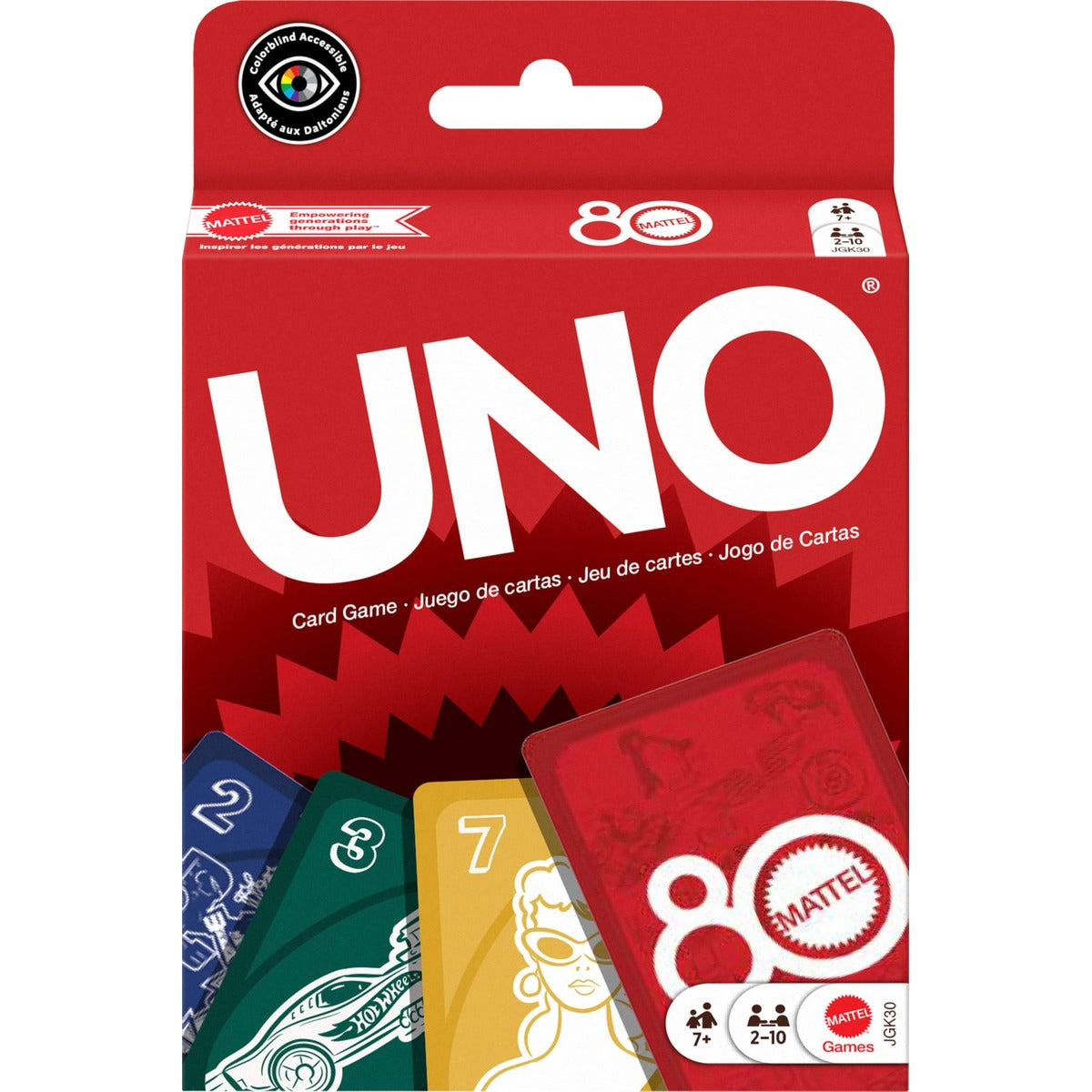 Mattel Games UNO Mattel 80th Ruby Red Card Game for Kids, Adults & Family Nights, Game Nights, Travel, Camping & Parties. 80th Anniversary Card Pack