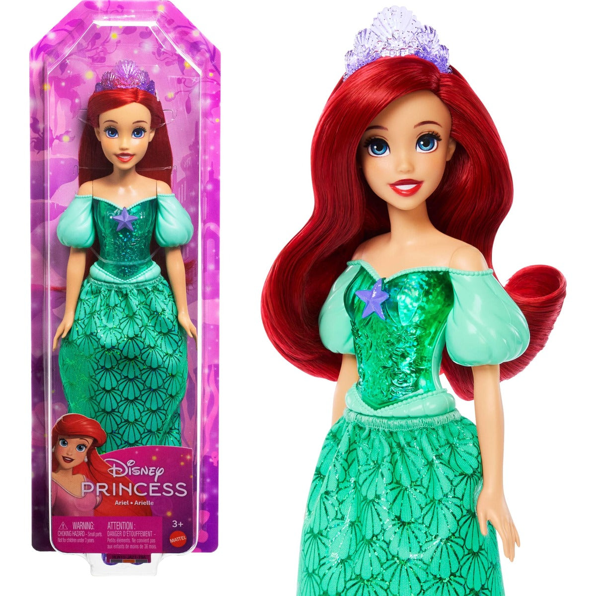 Mattel Disney Princess Ariel Doll in Sparkling Fashion with Removable Skirt