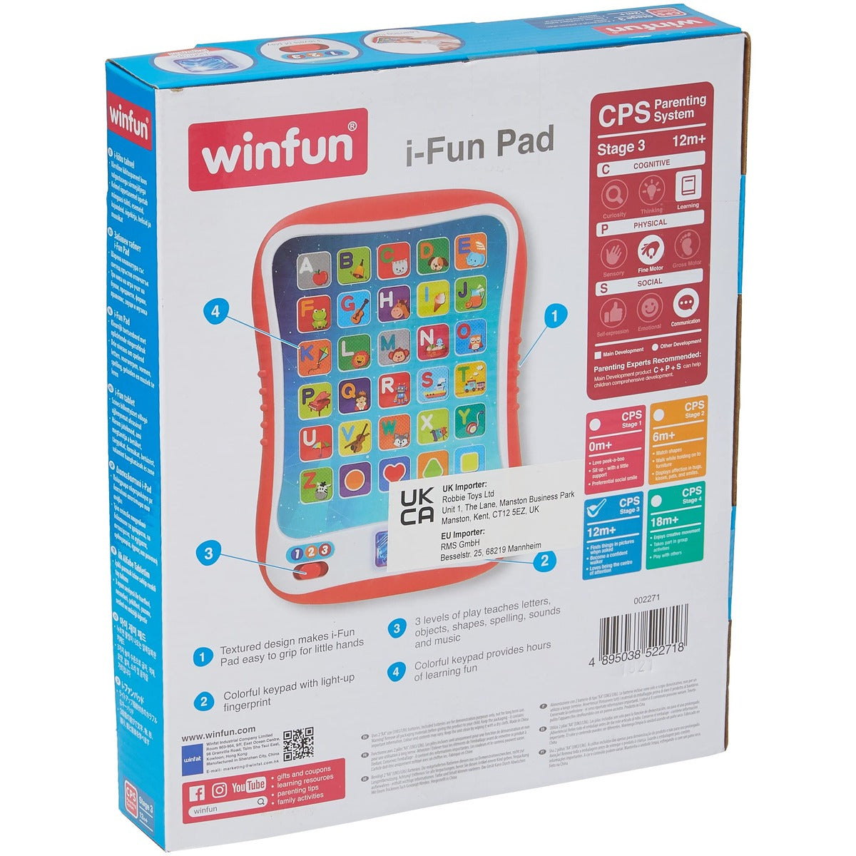 winfun I-Fun Pad Colourful Interactive Keypad Teaches Letters