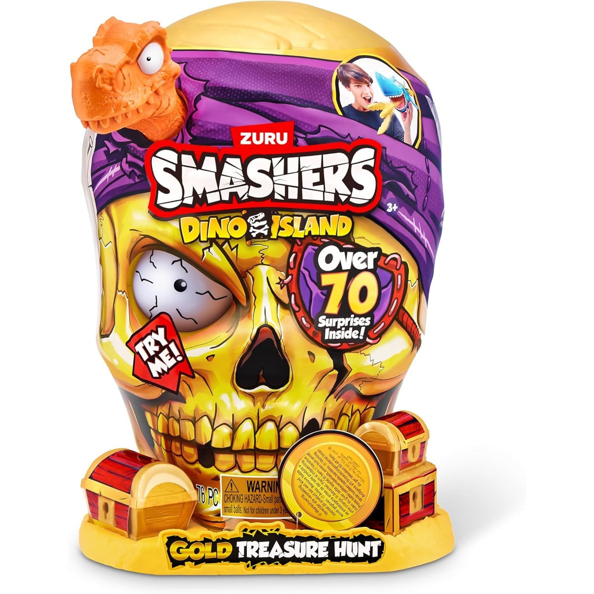 ZURU SMASHERS 74123A (Orange) Smashers Dino Island Gold Treasure Hunt by Zuru, Giant (31.6 cm)