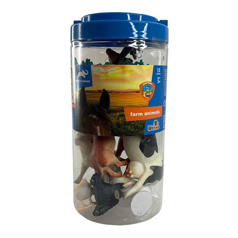Farm animals playset in bucket 13 pcs.
