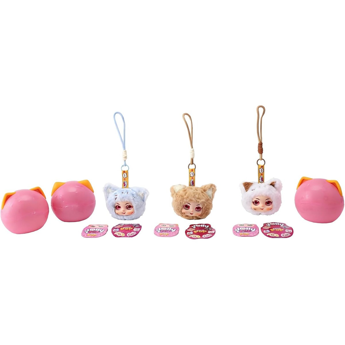 JollyPop Kitten MiniPop Collectibles for Girls, Toy Figure Keychain Charm Set with IM Card Sticker & Cute Kitty Doll