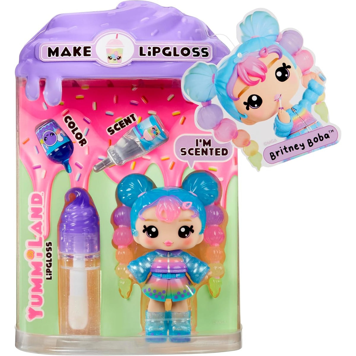 Yummiland Lip Gloss Doll - Britney Boba - Includes DIY Lip Gloss Kit, Suitable for Ages 4 and Up