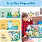 PicassoTiles Metro City Hospital Magnetic Tile Building Set with 8