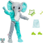 Barbie Cutie Reveal Fashion Doll, Jungle Series Elephant Plush Costume, 10 Surprises Including Mini Pet & Color Change