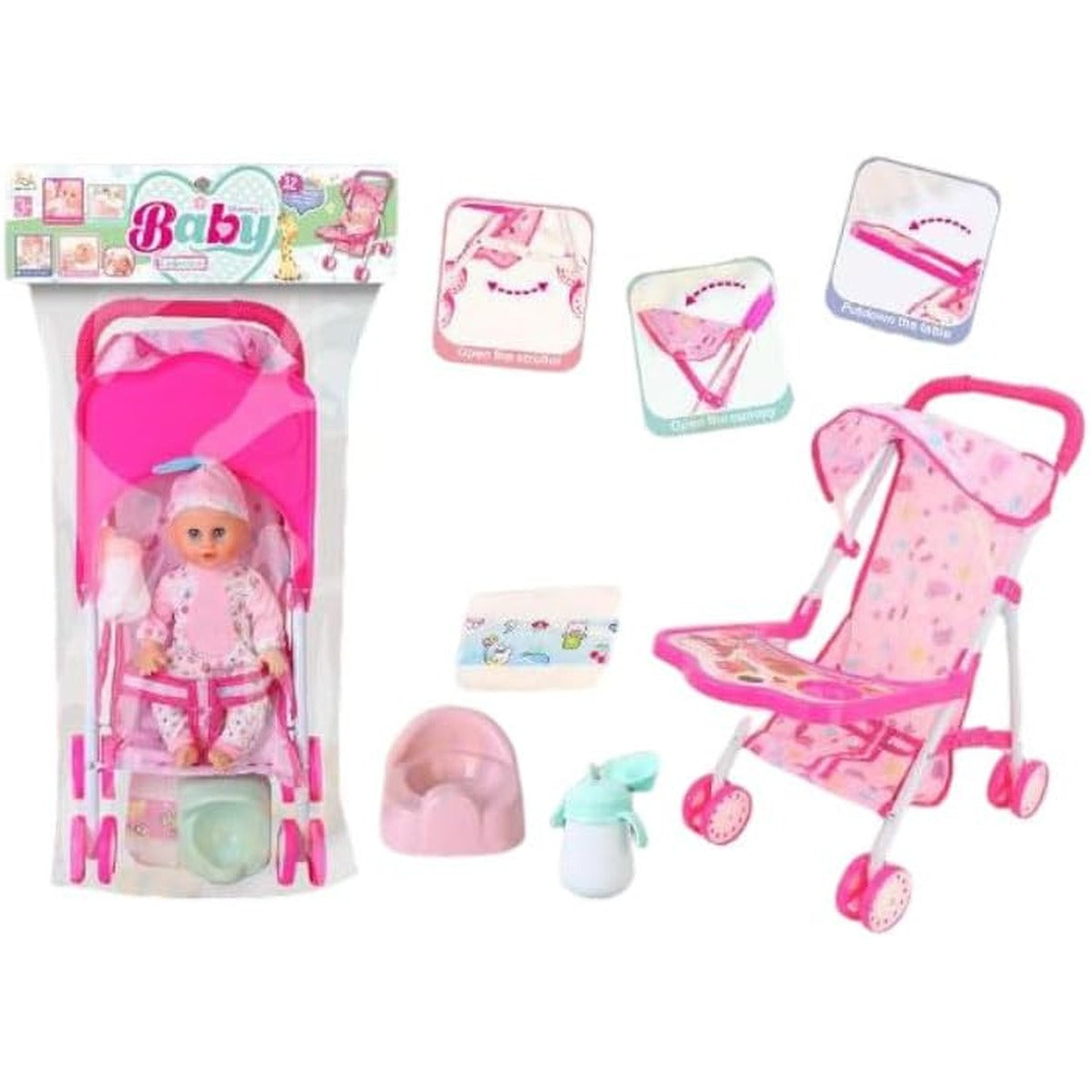 Baby Habibi Realistic Growing Up Baby Doll 14inch, Lifelike Design with Realistic Features, Drinks Milk, Shrinks & Grows, Includes Accessories & Removable Trendy Outfit for Interactive Play, Ages 3+