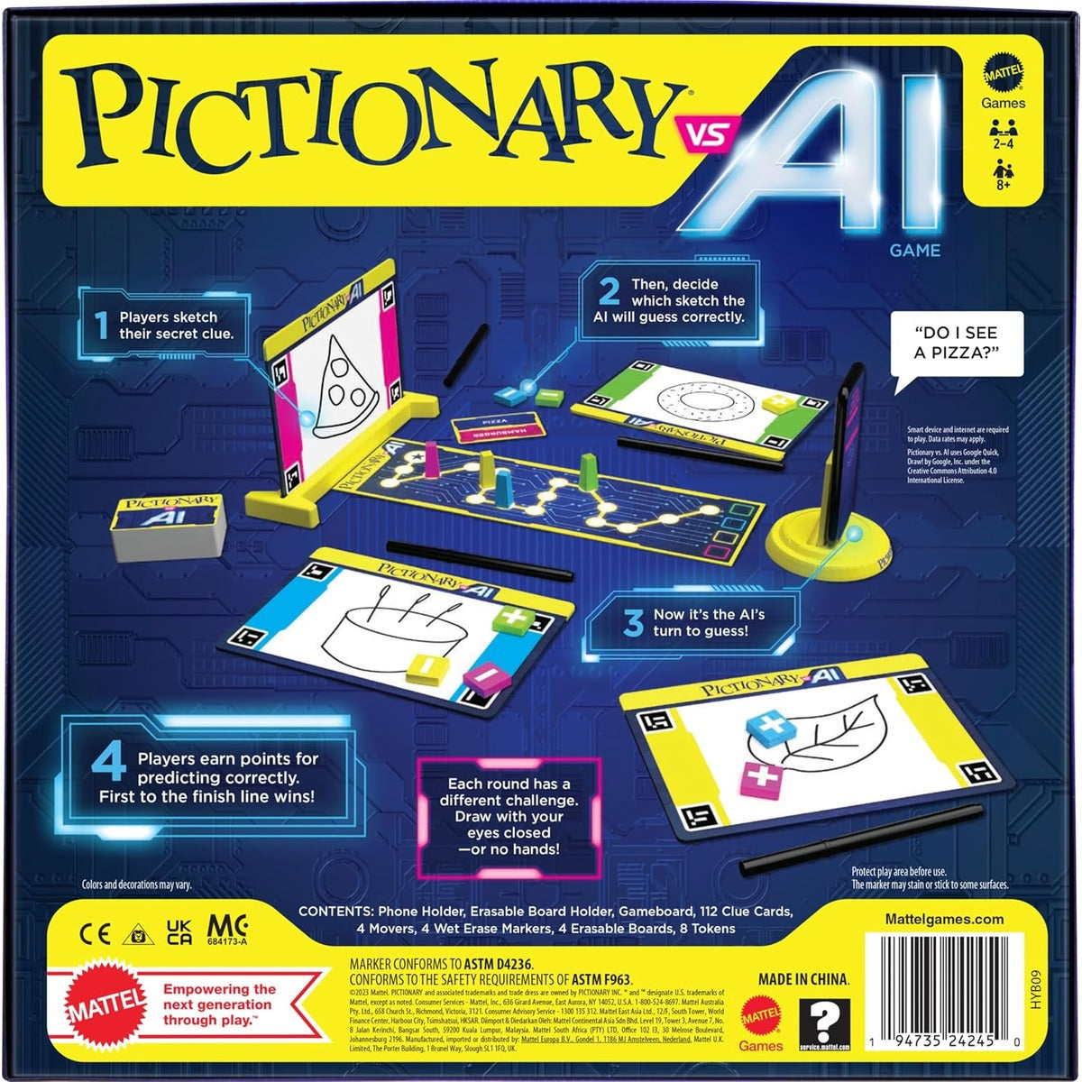 Mattel Games Pictionary Vs. AI Family Game for Game Nights with Kids, Adults & Families Using Artificial Intelligence