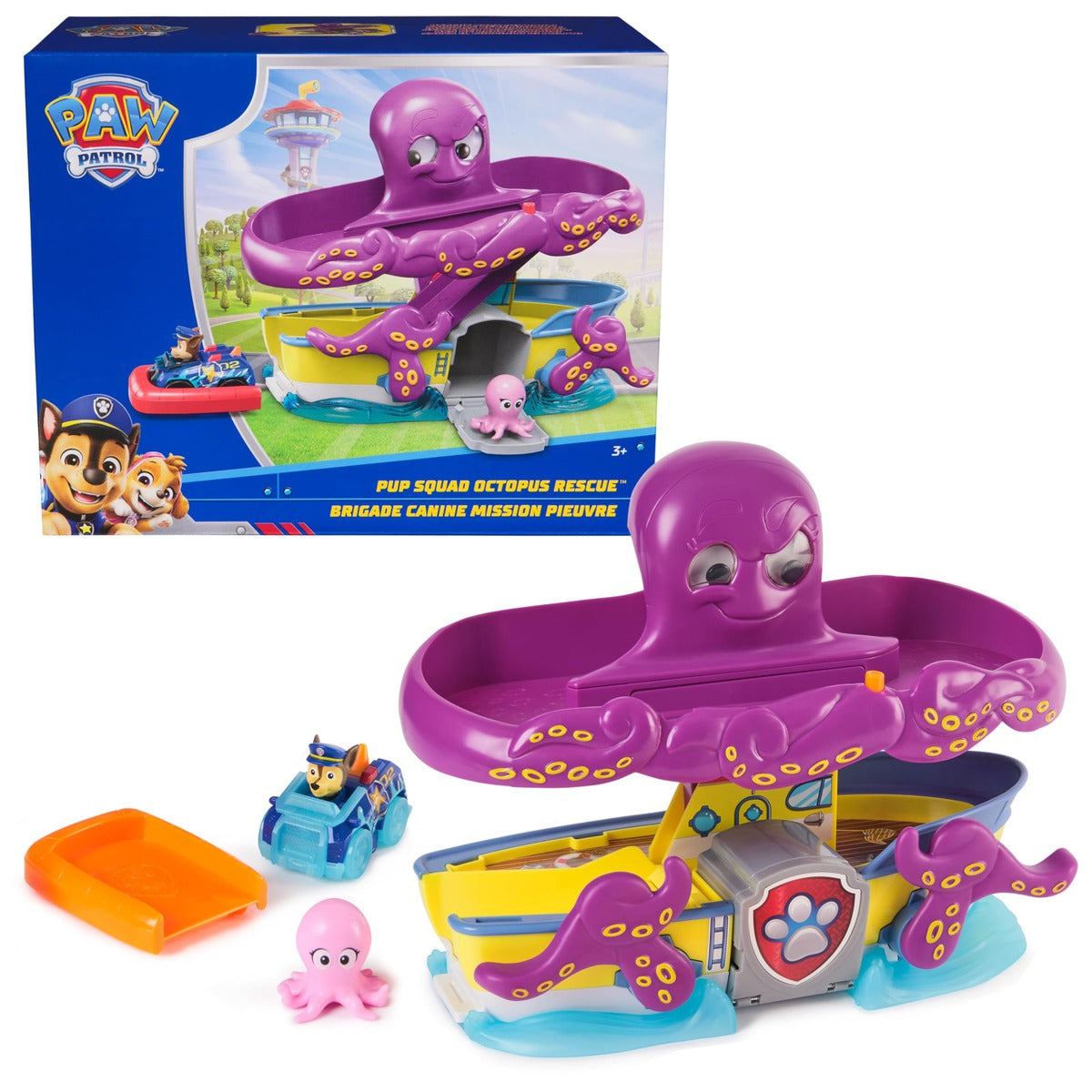 PAW Patrol Pup Squad - play set with racetrack, ramp, Chase Pup Squad Racer and octopus, suitable for children from 3 years old