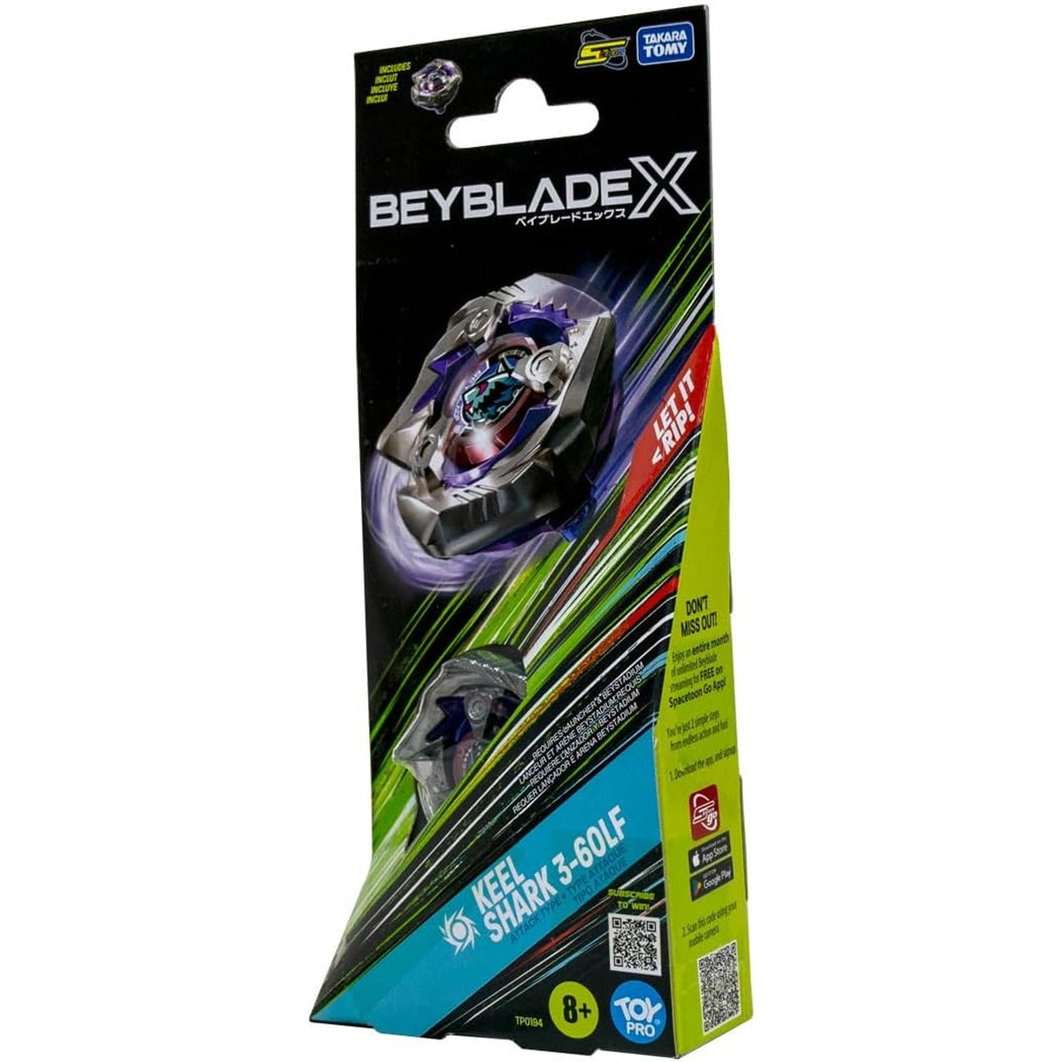 Takara Tomy Beyblade X Keel Shark 3-60LF Booster Pack Set, Balance Type Top with Customizable Parts, Bey Toy for 8+