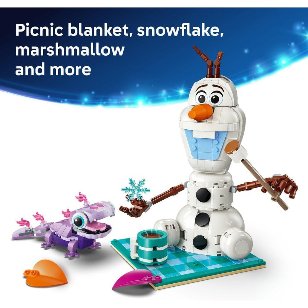 LEGO | Disney Frozen Olaf and Bruni's Picnic Fun Toy - Snowman Figure w/a Picnic Blanket & Accessories - DIY Bedroom