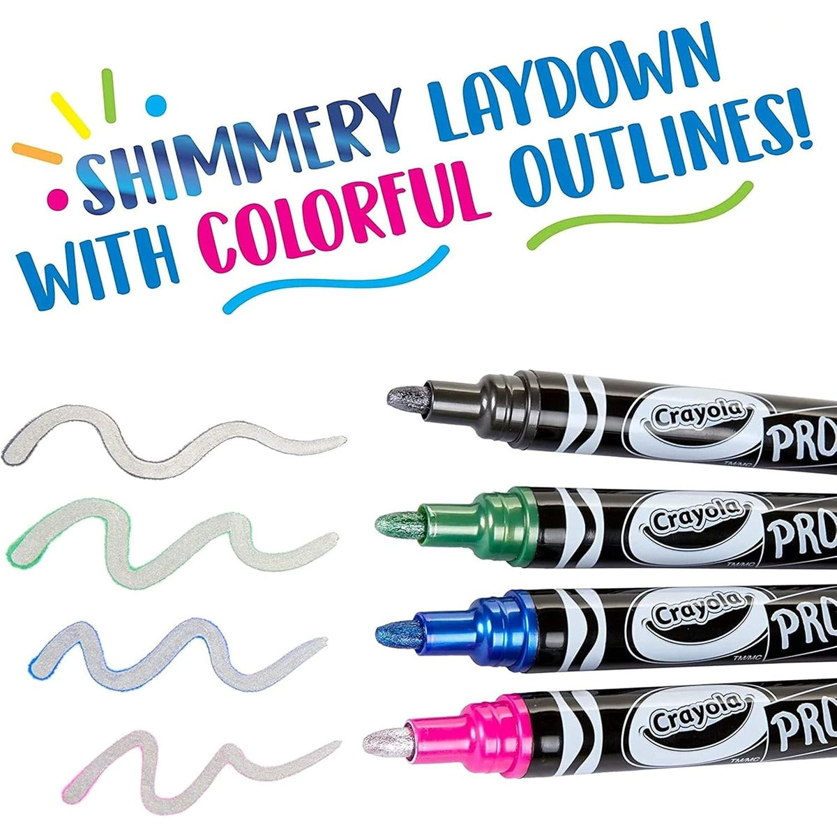 Crayola Metallic Outline Markers, Assorted Colors, Art Supplies, 4 Count