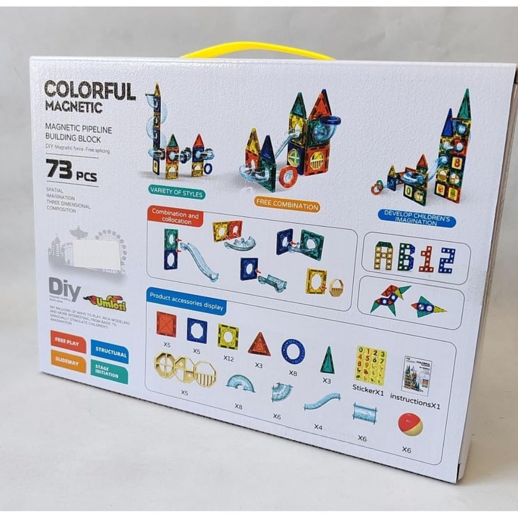 MEGA So - Colorful Magnetic Pipeline Building Block Set, 73 Pieces, Educational STEM Toy for Ages 3+