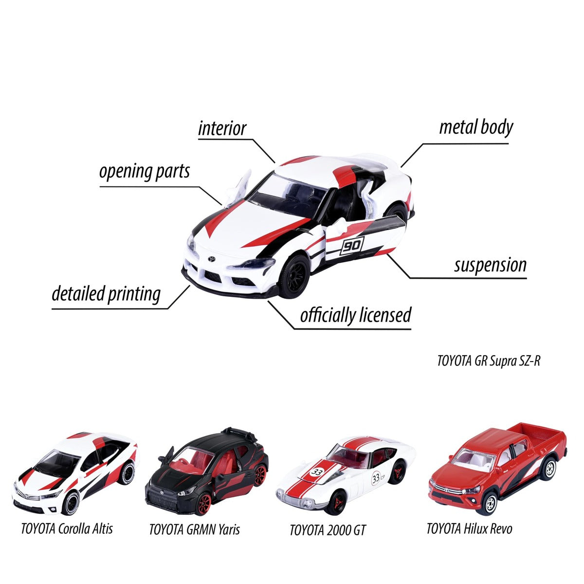 Majorette Toyota Racing Toy Cars (Gift Set of 5 Cars)