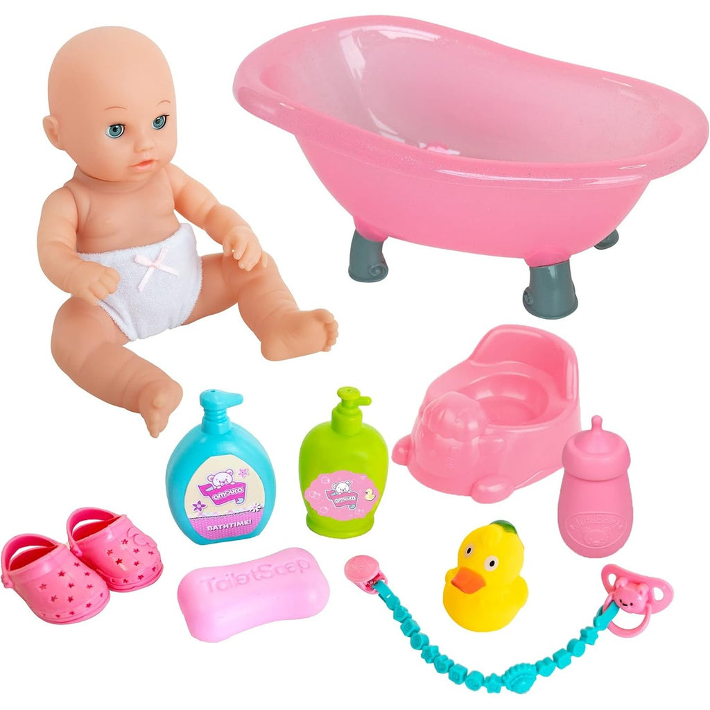Toypro Hayati Girl Baby Amoura Value Doll Bathing Set, 14