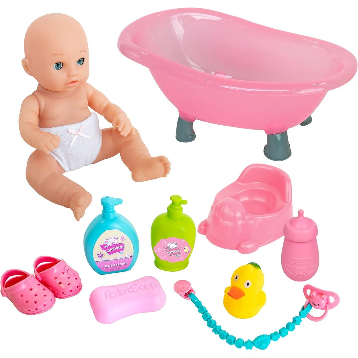 Toypro Hayati Girl Baby Amoura Value Doll Bathing Set, 14