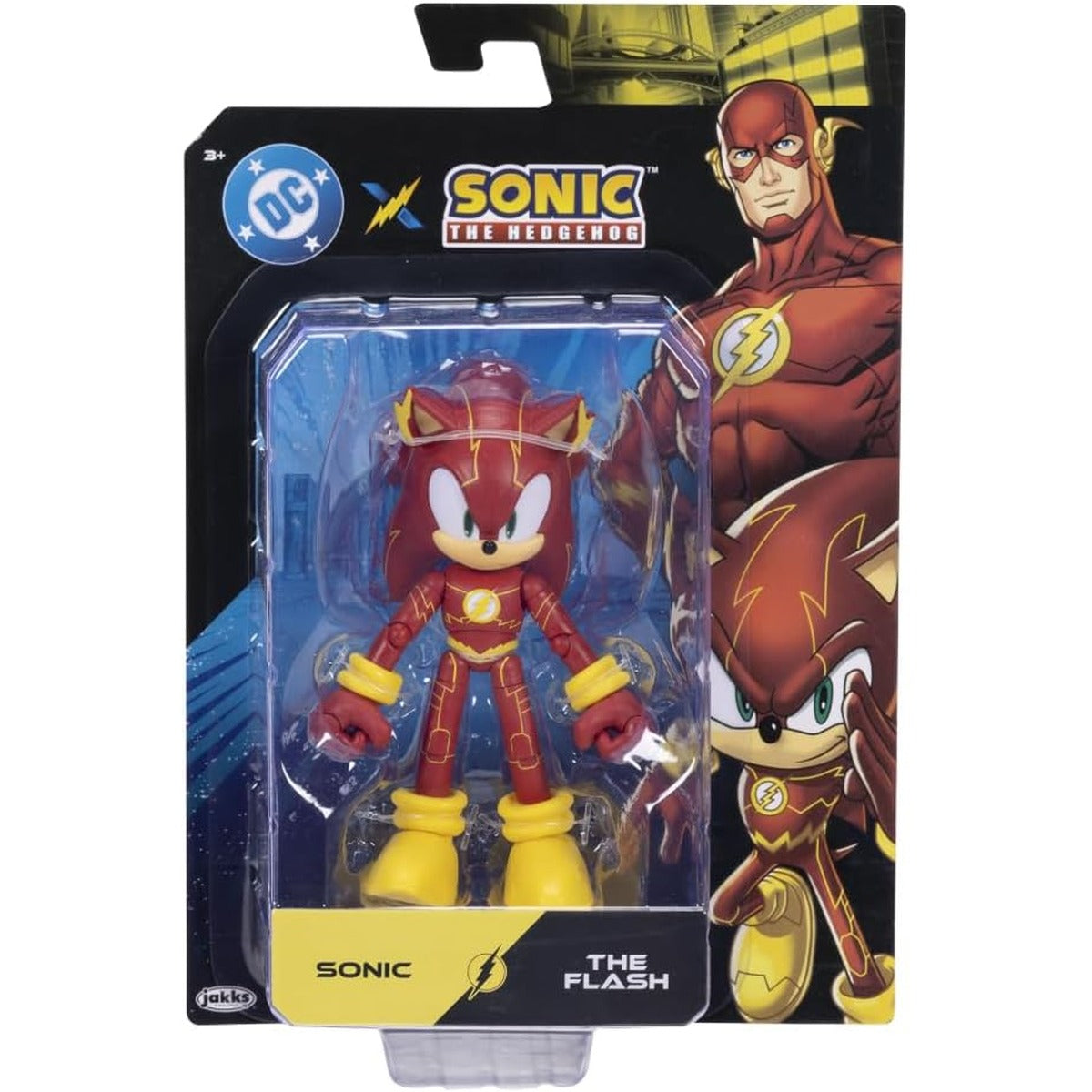 Sonic The Hedgehog DC x Sonic Sonic as The Flash - 13 cm Action Figure, Officially Licensed by Jakks Pacific, Highly Poseable and Detailed Design, Collector's Packaging