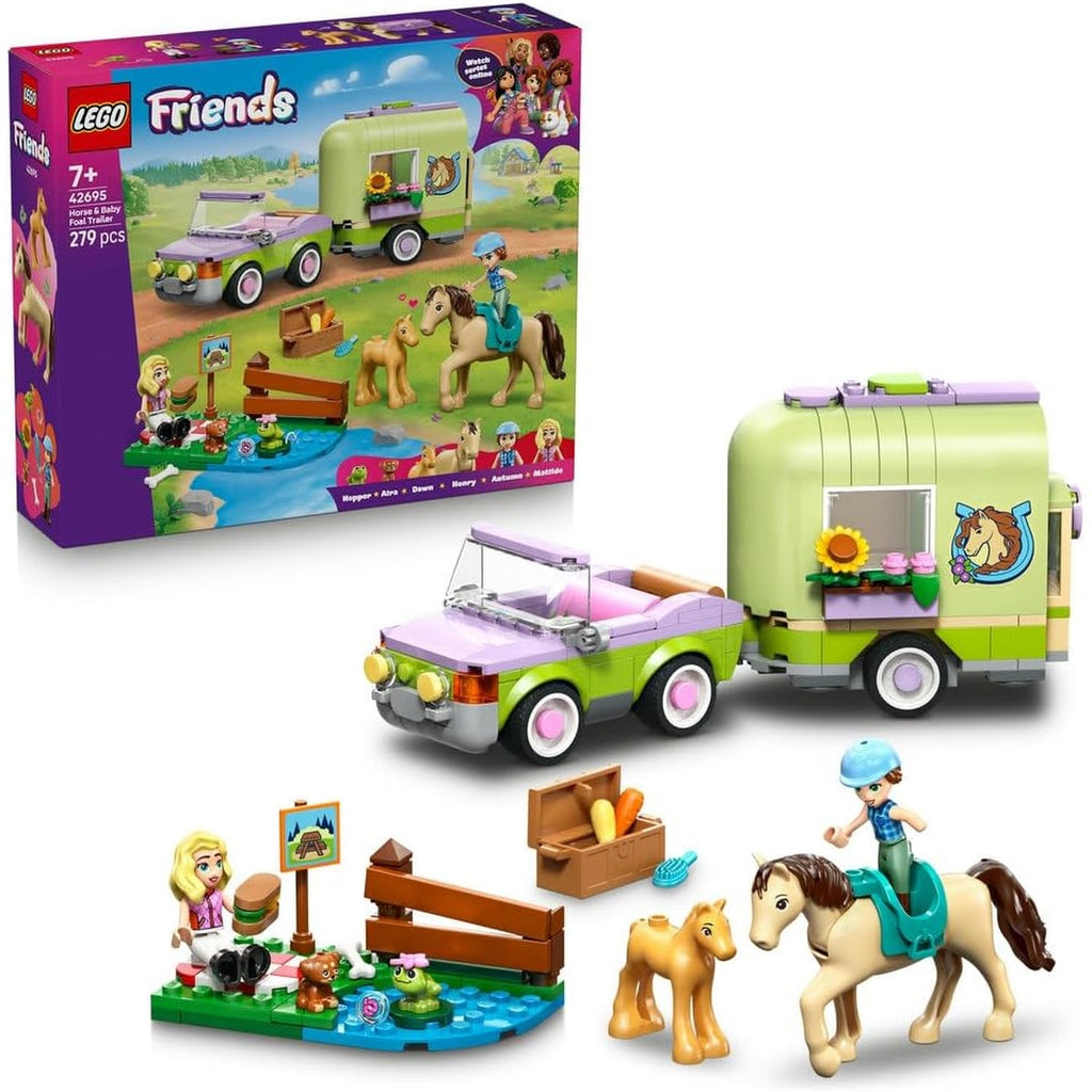 LEGO LEGO Friends Horse & Baby Foal Trailer - Horse Toy Playset w/Grooming Accessories, 4 Animal Figures, Car & 2 Mini Dolls 