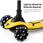 Lamborghini Yellow Scooter with seat for Kids Ages 3-8, 3 Wheel Scooter for Kids with Adjustable Height, Folding Kids