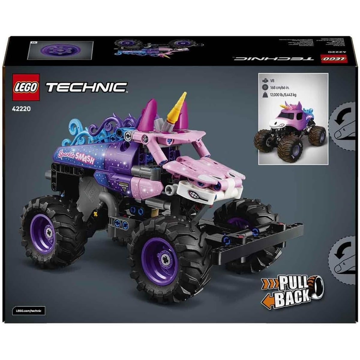Lego 42220 Technic, Monster Jam(TM) Sparkle Smash(TM) Pull-Back Toy