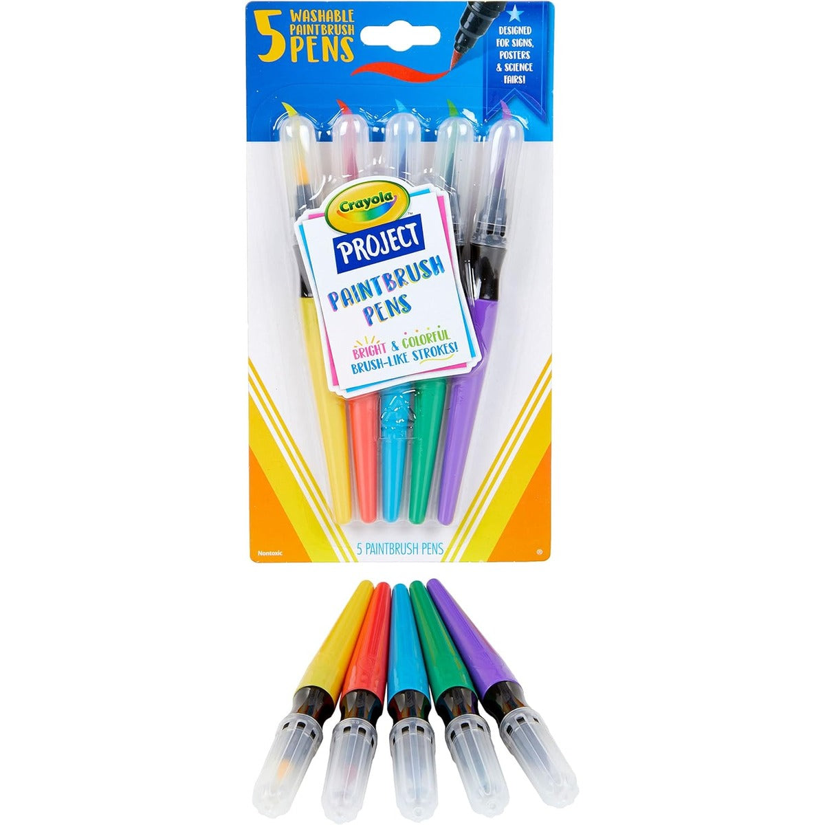 Crayola Washable No Drip Paint Brush Pens, Paint Set for Kids, 5 ct