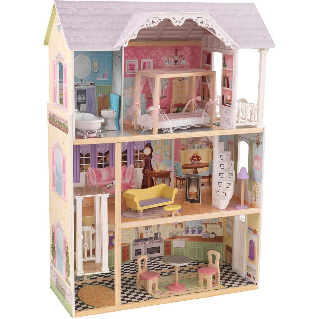 KidKraft Ferris Wheel Beach Wooden Dolls House with Furniture and Accessories Included, 3 Storey Play Set with Hammock and Beach Chair for 12 Inch/30 cm Dolls, Kids' Toys, 20053