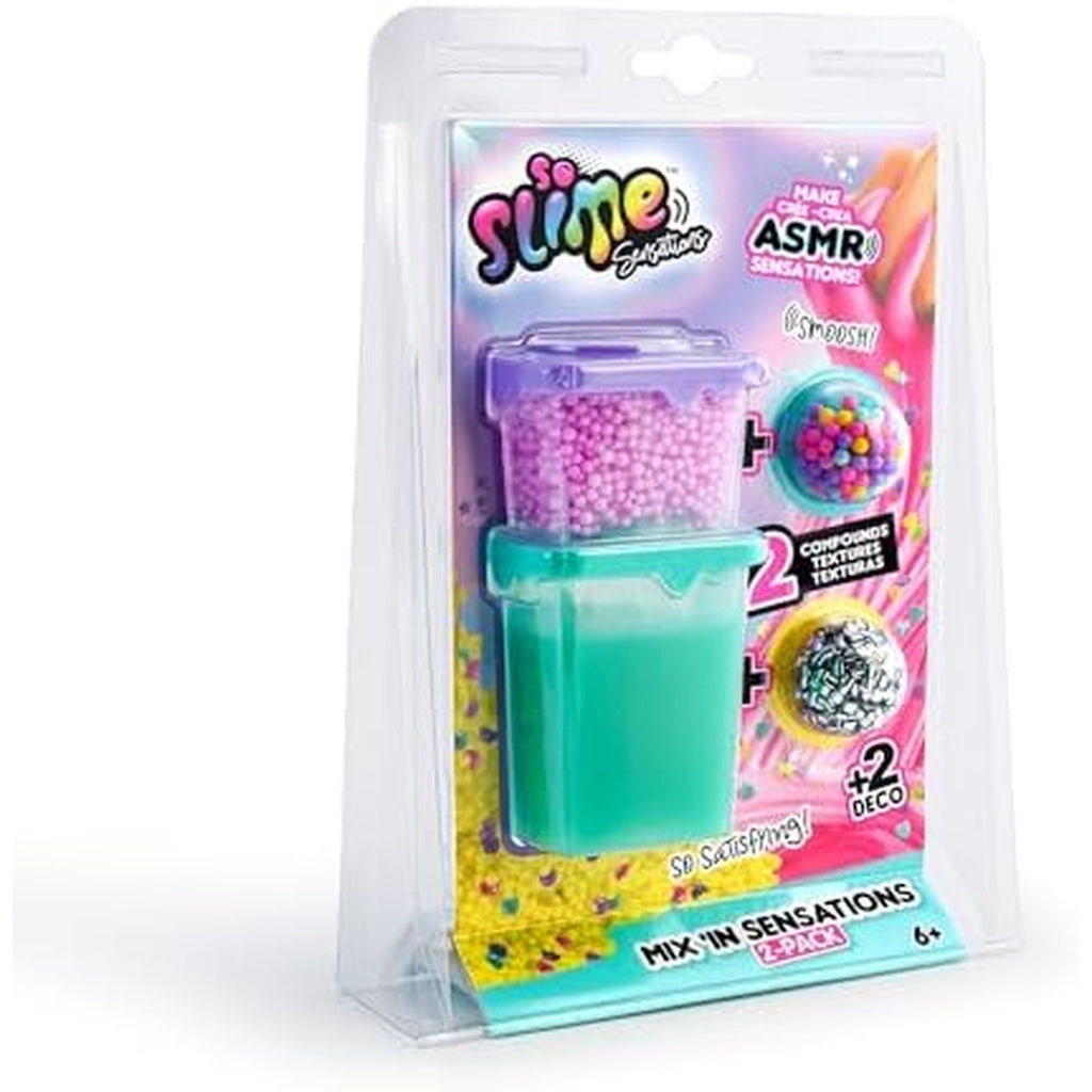 So Slime Sensations Mix'In Slime Set 2 Pack Slime with Mix-In Decorations | Sensory Slime Kit for Kids | Age 6+