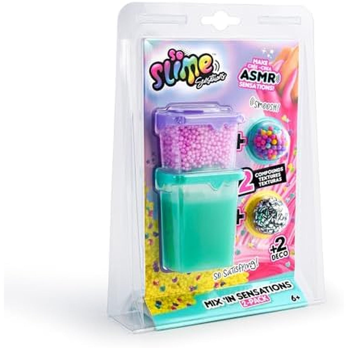 So Slime Sensations Mix'In Slime Set 2 Pack Slime with Mix-In Decorations | Sensory Slime Kit for Kids | Age 6+