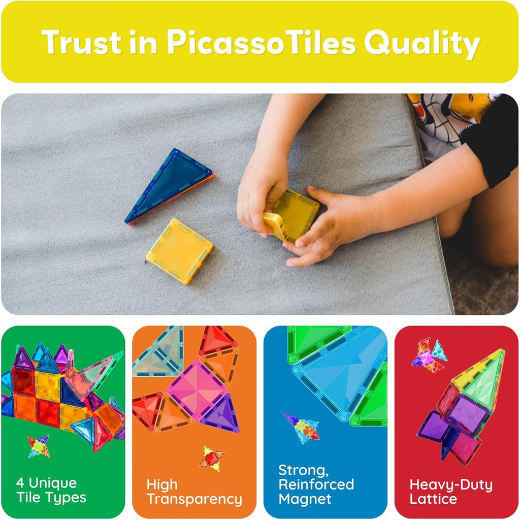 PicassoTiles Magnetic Tiles Building Blocks Mini Size Diamond Series