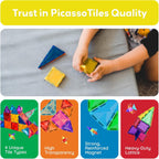 PicassoTiles Magnetic Tiles Building Blocks Mini Size Diamond Series