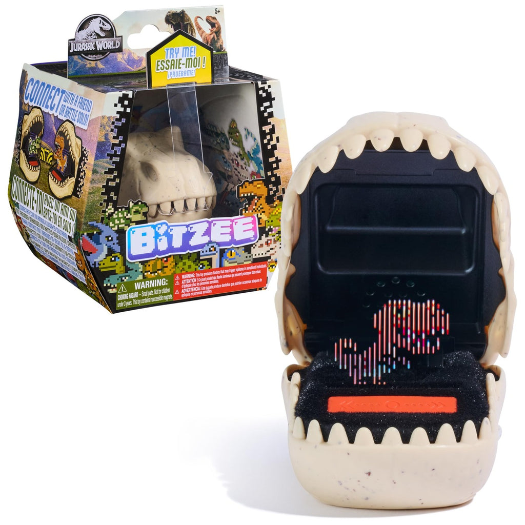 Bitzee Jurassic World T-Rex Skull Interactive Toy with 25 Virtual Dinosaurs that React to Movement and Battle Mode, Collectab