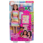 Barbie Teacher Doll with Brunette Fashion with Printed Dress, 1 Toddler, & Teaching Accessories