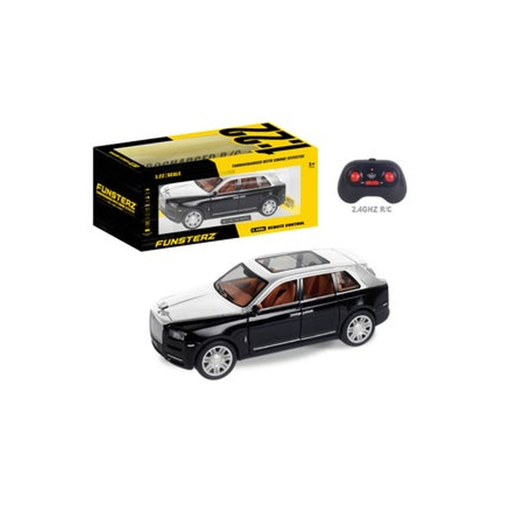 1:22 Scale Die-Cast RC Car Model with Sound, LED Lights, Spray Mist, Opening Doors - Rechargeable Remote Control Alloy Vehicle for Kids & Collectors