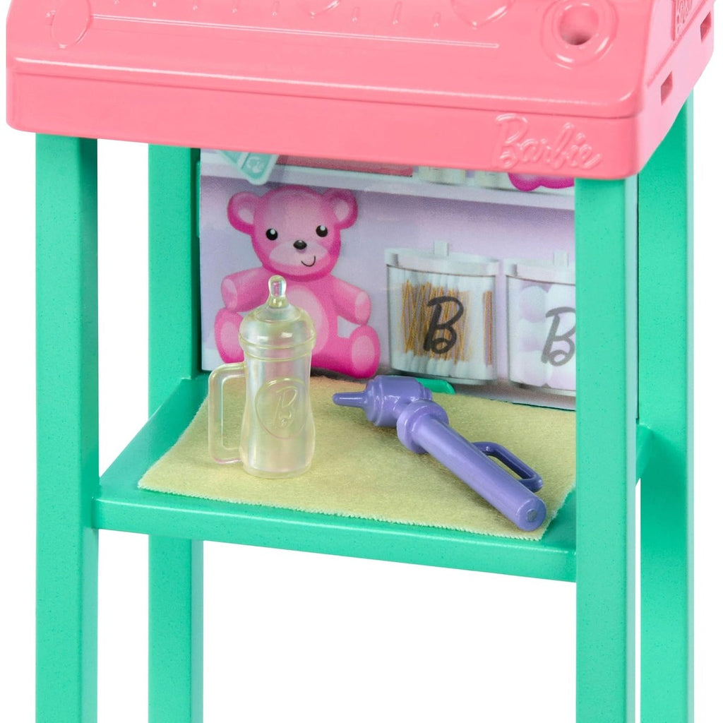 Barbie Baby Doctor Playset with Blonde Fashion Doll Wearing Pink Scrubs, Baby Doll, Furniture & Accessories Multicolor