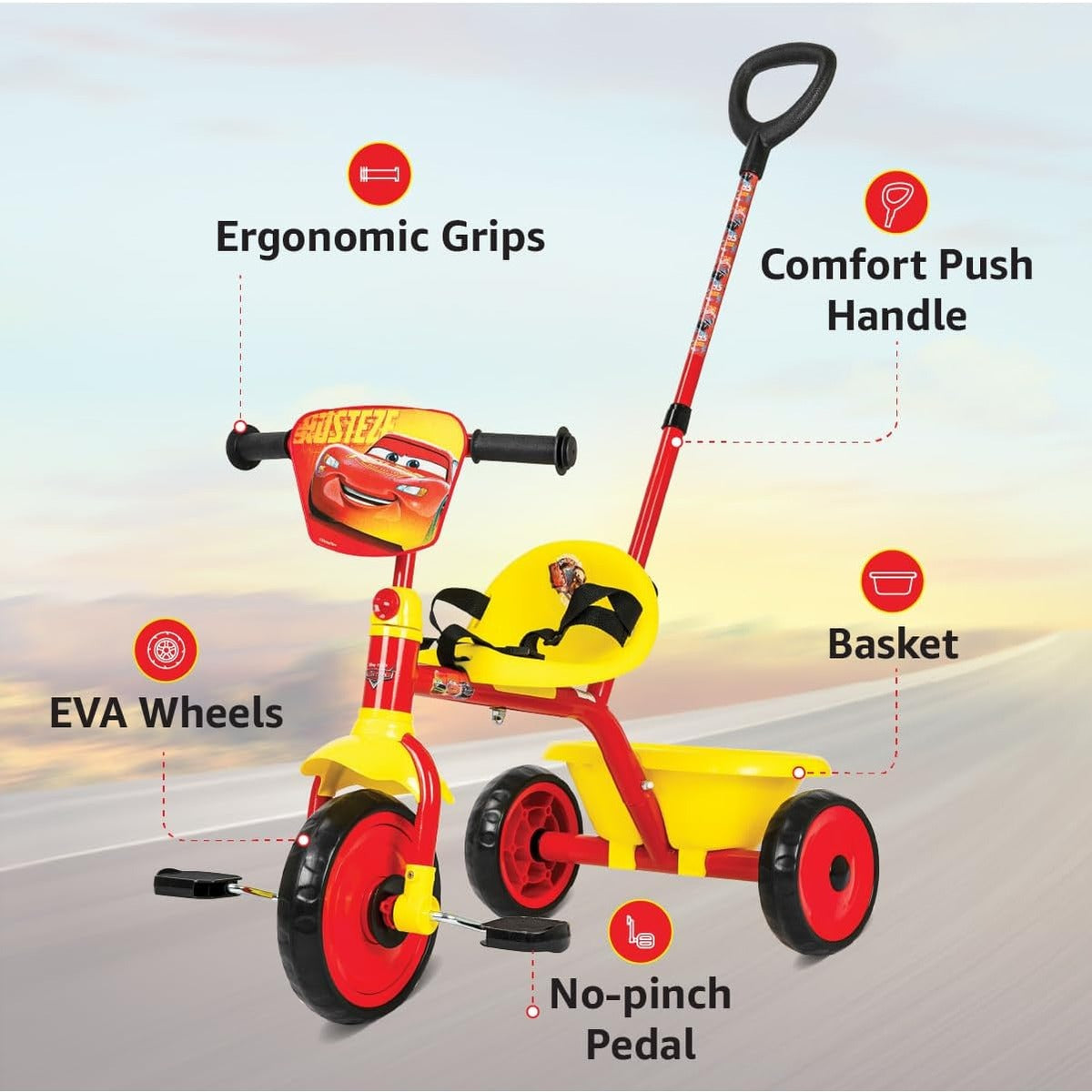 Spartan Disney Cars Tricycle with Pushbar