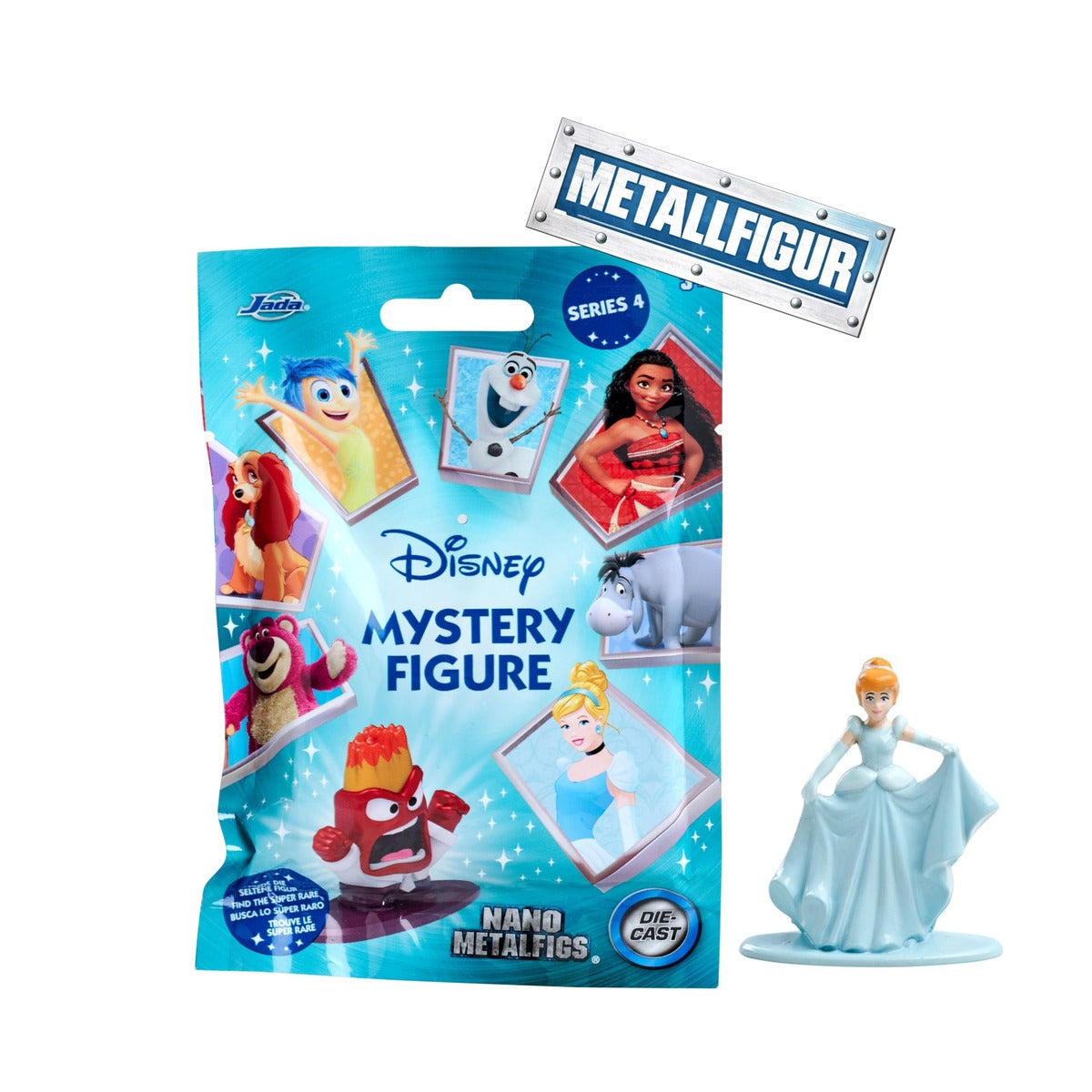 Jada Toys Disney Figure (1 x Mystery Figure in Blind Pack) - 1 Surprise Collectible Figure Made of 12 Disney Figures, Nano Metal Figure for Fans and Children from 3 Years, 4 cm, Wave 4