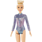 Barbie Rhythmic Gymnast Blonde Doll (12-in/30.40-cm) with Colorful Metallic Leotard, 2 Clubs & Ribbon Accessory, Great Gift f