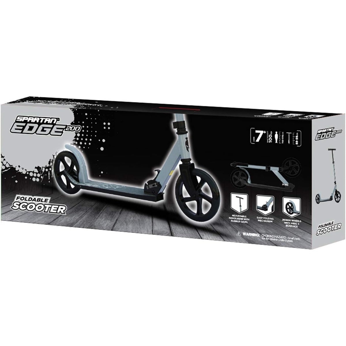 Spartan Edge 200 mm Folding Kick Scooter for Kids & Teens SP-7006 - Big PU Wheels, ABEC-7 Performance Bearings