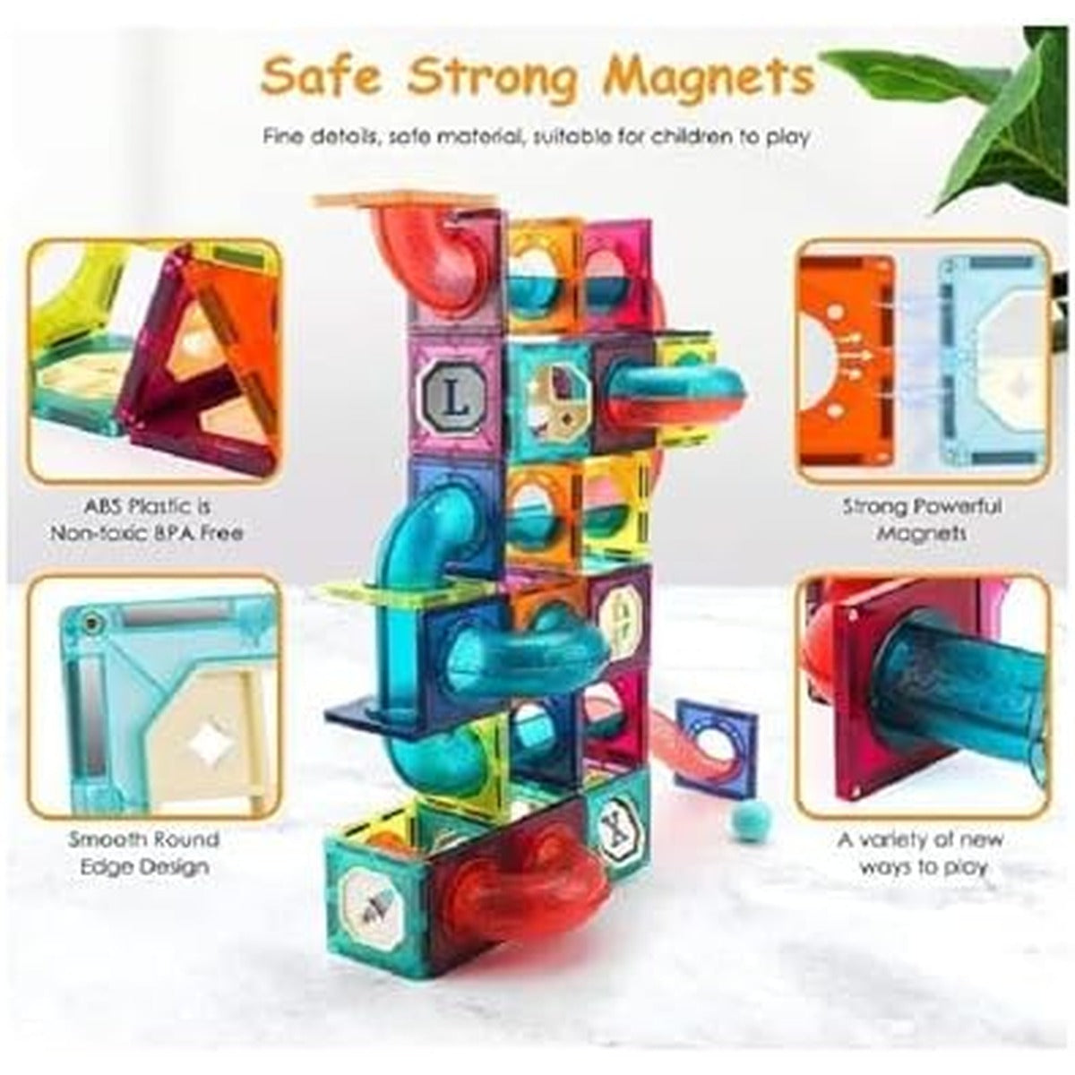 Colorful Magic Magnetic Pipeline Building Blocks, 97-Piece Educational STEM Construction Set, Ages 3+