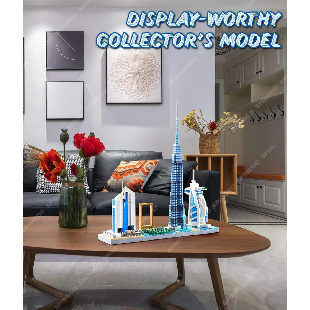 Spindoo Skylines Series Dubai Skyline Micro Mini Building Blocks Set - 3000+ Pcs Mini Architecture Model Kit for Adults & Kids 6+ | Realistic Dubai City Building Toy | Premium Gift & Display Décor
