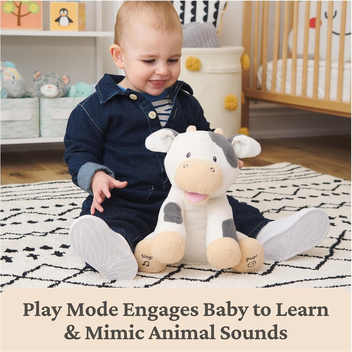 Baby GUND Buttermilk the Cow Animated Plush, Singing Stuffed Animal Sensory Toy, Sings Old MacDonald and Teaches Animal Sound