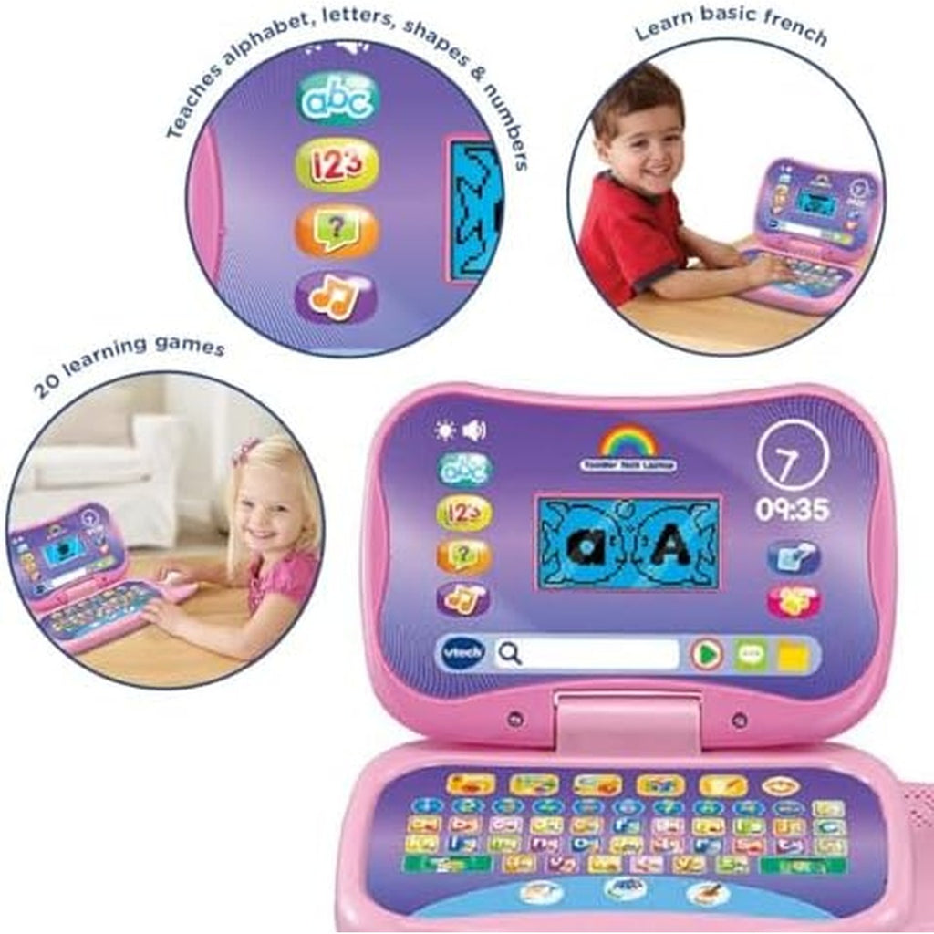VTech - Toddler Tech Laptop, Pink Interactive Educational Computer Toy, 20 Games for Pre