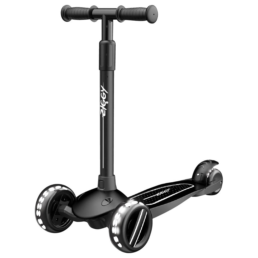 Ziggy - 3-Wheel Tilt Scooter With LED Light - Black