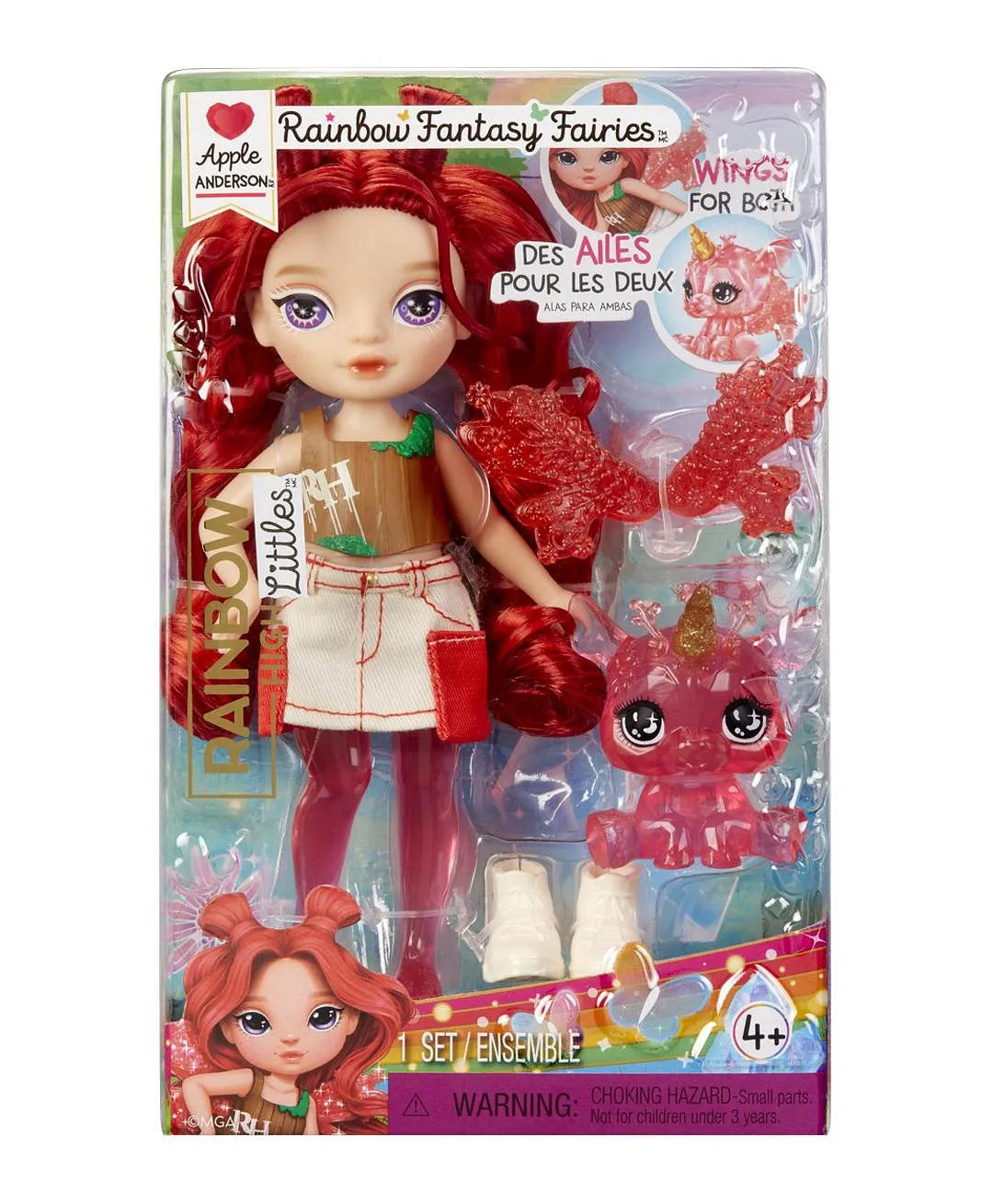 Rainbow High Littles Rainbow Fantasy Fairies Apple Poseable Fashion Doll, Brushable Hair